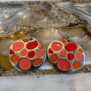 3006 Vibrant Red and Orange Silver Earrings